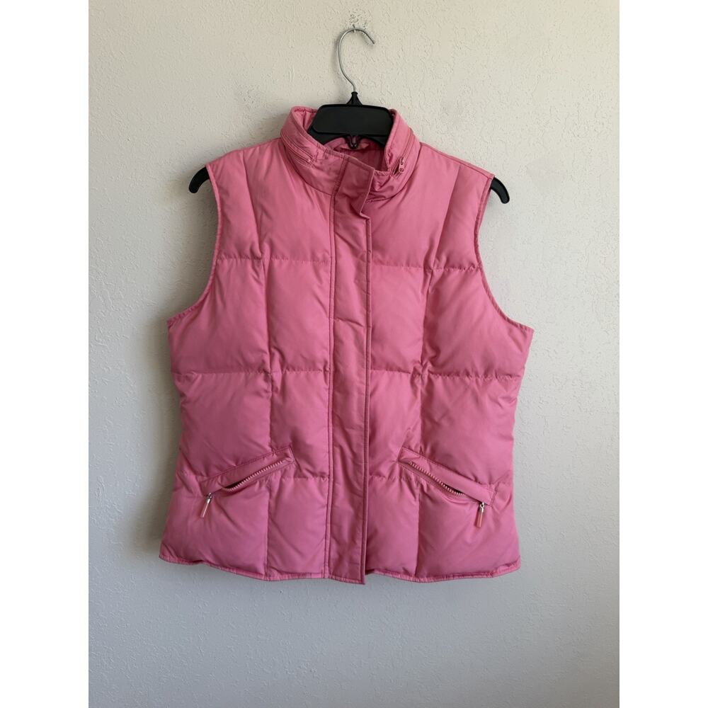 Talbots Petites Pink Puffer Goose Down Cluster Feather Vest Womens MP Barbie